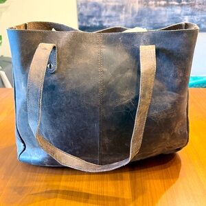 KomalC Leather Tote Bag Purse Satchel Travel Bag Distressed Buffalo Brown
